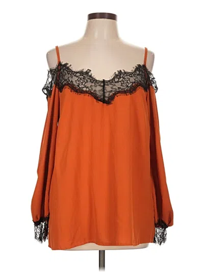 Pre-owned Unbranded 3/4 Sleeve Blouse In Orange