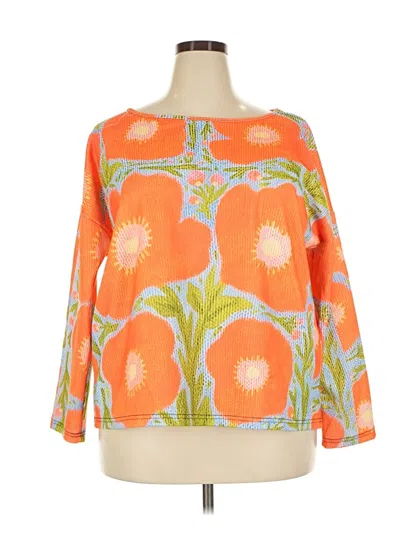 Pre-owned Unbranded 3/4 Sleeve Blouse In Orange