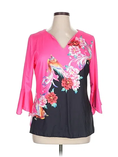 Pre-owned Unbranded 3/4 Sleeve Blouse In Pink