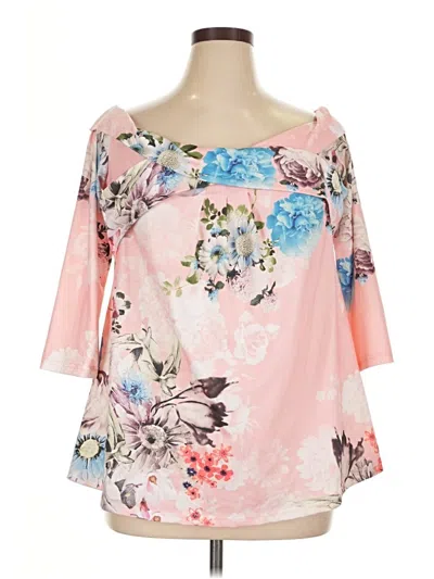 Pre-owned Unbranded 3/4 Sleeve Blouse In Pink
