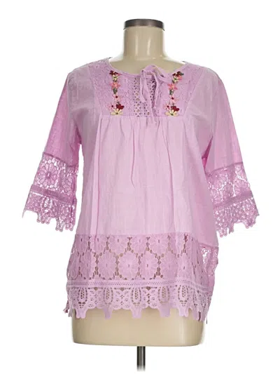 Pre-owned Unbranded 3/4 Sleeve Blouse In Pink