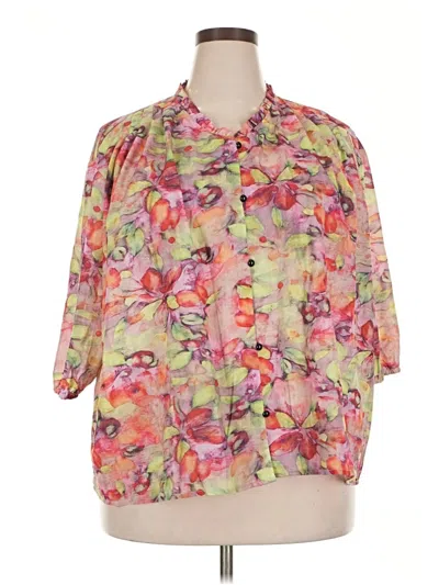 Pre-owned Unbranded 3/4 Sleeve Blouse In Pink