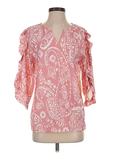 Pre-owned Unbranded 3/4 Sleeve Blouse In Pink