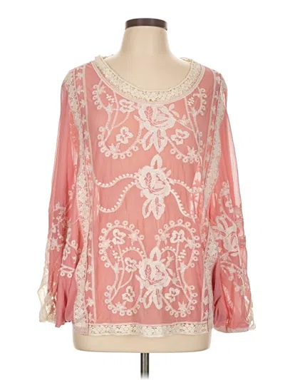 Pre-owned Unbranded 3/4 Sleeve Blouse In Pink