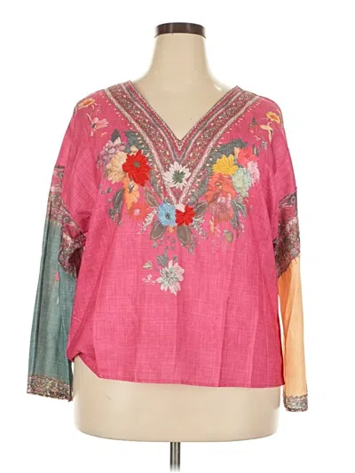 Pre-owned Unbranded 3/4 Sleeve Blouse In Pink