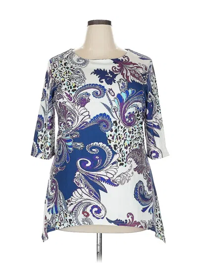 Pre-owned Unbranded 3/4 Sleeve Blouse In Purple