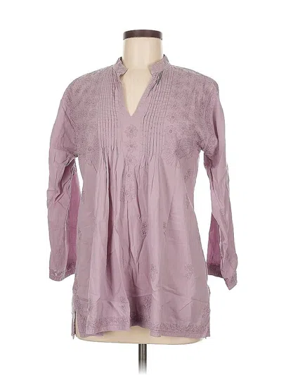 Pre-owned Unbranded 3/4 Sleeve Blouse In Purple