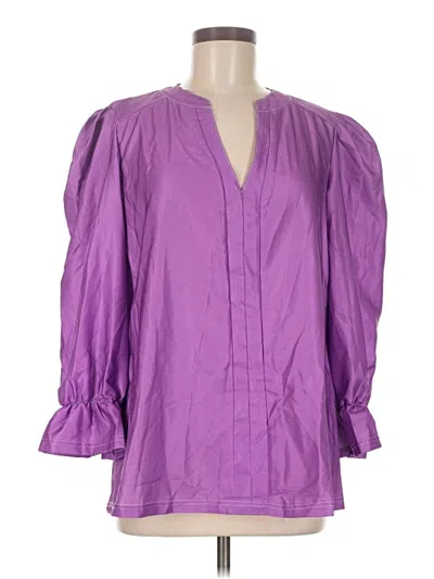 Pre-owned Unbranded 3/4 Sleeve Blouse In Purple