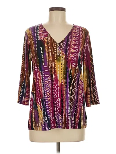 Pre-owned Unbranded 3/4 Sleeve Blouse In Purple