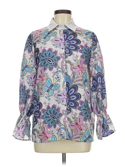 Pre-owned Unbranded 3/4 Sleeve Blouse In Purple