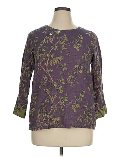 Pre-owned Unbranded 3/4 Sleeve Blouse In Purple
