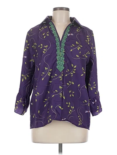 Pre-owned Unbranded 3/4 Sleeve Blouse In Purple