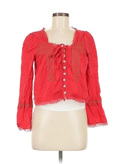 Pre-owned Unbranded 3/4 Sleeve Blouse In Red