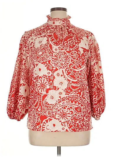 Pre-owned Unbranded 3/4 Sleeve Blouse In Red