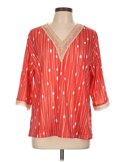 Pre-owned Unbranded 3/4 Sleeve Blouse In Red