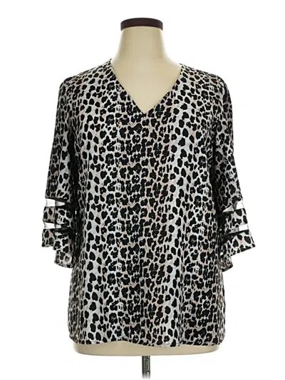 Pre-owned Unbranded 3/4 Sleeve Blouse In Silver