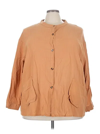 Pre-owned Unbranded 3/4 Sleeve Blouse In Tan