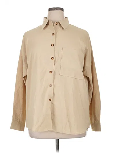 Pre-owned Unbranded 3/4 Sleeve Blouse In Tan