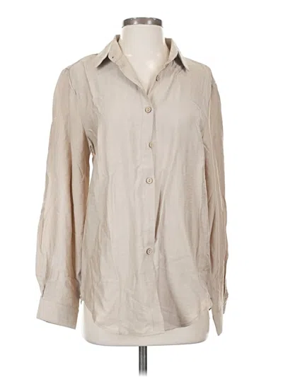 Pre-owned Unbranded 3/4 Sleeve Blouse In Tan