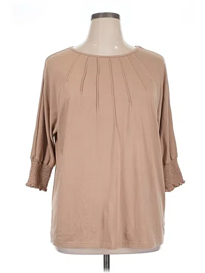 Pre-owned Unbranded 3/4 Sleeve Blouse In Tan