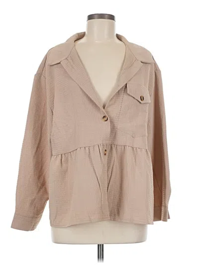Pre-owned Unbranded 3/4 Sleeve Blouse In Tan