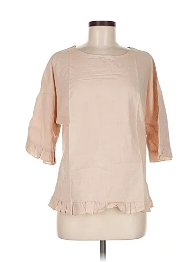 Pre-owned Unbranded 3/4 Sleeve Blouse In Tan