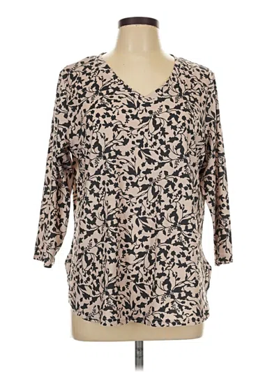Pre-owned Unbranded 3/4 Sleeve Blouse In Tan