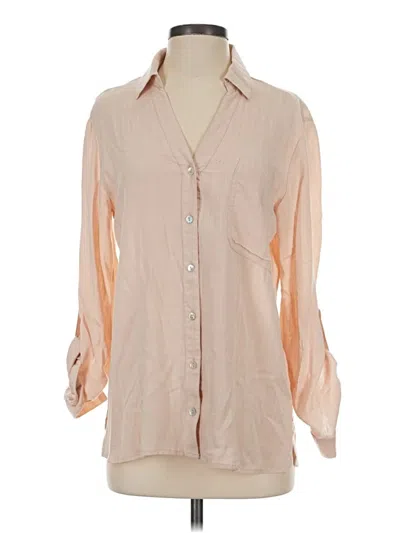 Pre-owned Unbranded 3/4 Sleeve Blouse In Tan
