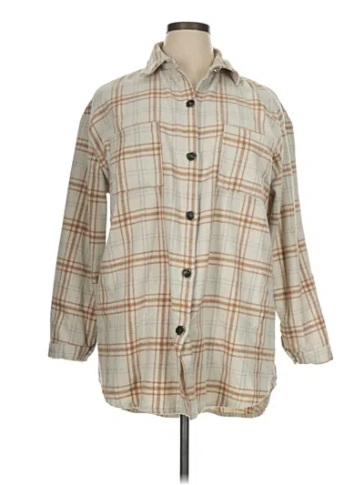 Pre-owned Unbranded 3/4 Sleeve Blouse In Tan