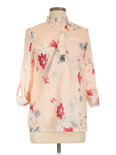 Pre-owned Unbranded 3/4 Sleeve Blouse In Tan