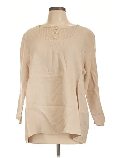 Pre-owned Unbranded 3/4 Sleeve Blouse In Tan