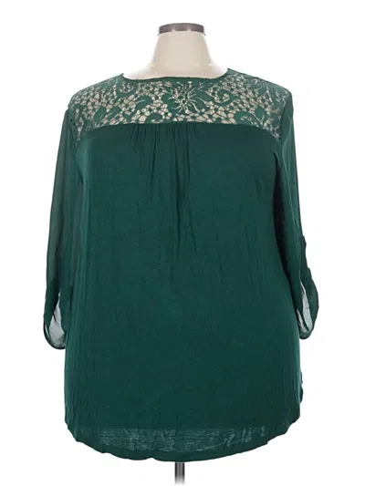 Pre-owned Unbranded 3/4 Sleeve Blouse In Teal