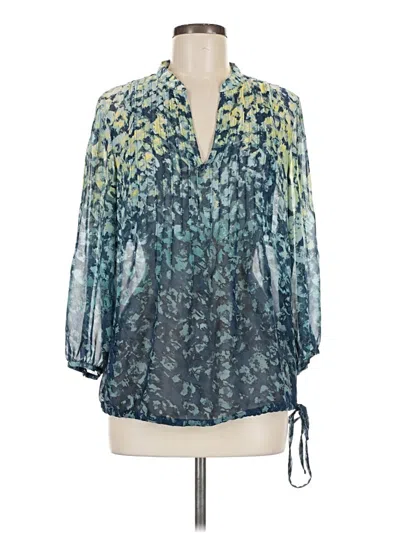 Pre-owned Unbranded 3/4 Sleeve Blouse In Teal