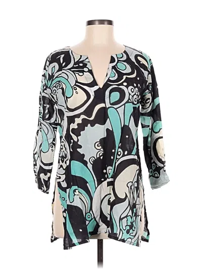 Pre-owned Unbranded 3/4 Sleeve Blouse In Teal
