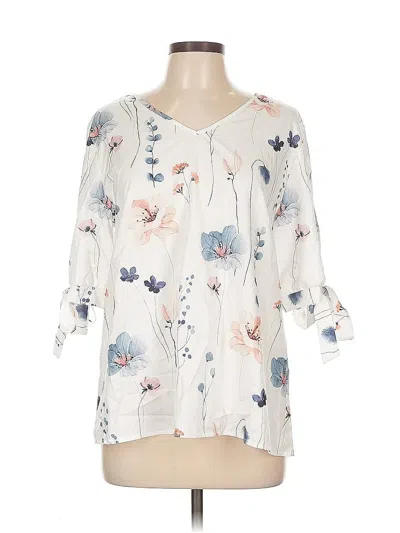 Pre-owned Unbranded 3/4 Sleeve Blouse In White