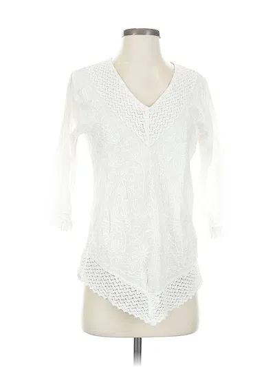 Pre-owned Unbranded 3/4 Sleeve Blouse In White