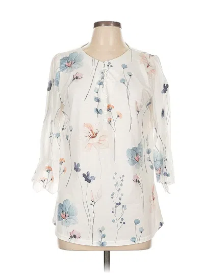 Pre-owned Unbranded 3/4 Sleeve Blouse In White