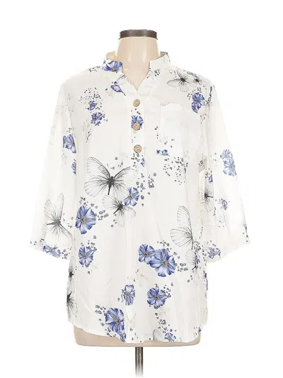 Pre-owned Unbranded 3/4 Sleeve Blouse In White