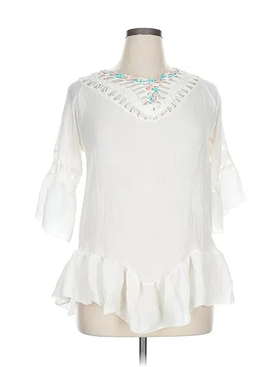 Pre-owned Unbranded 3/4 Sleeve Blouse In White