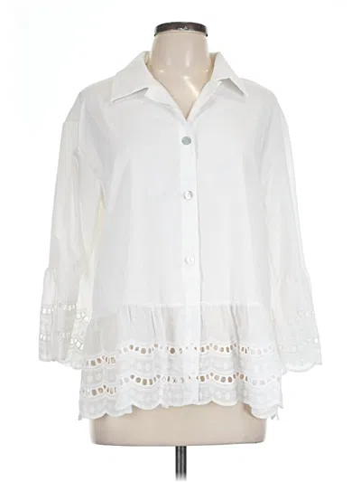 Pre-owned Unbranded 3/4 Sleeve Blouse In White