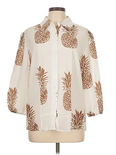 Pre-owned Unbranded 3/4 Sleeve Blouse In White