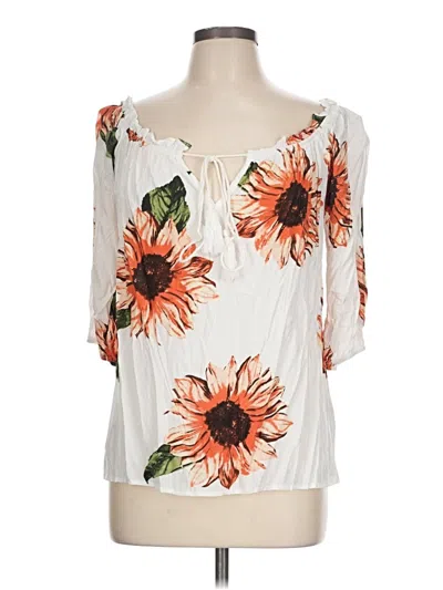 Pre-owned Unbranded 3/4 Sleeve Blouse In White