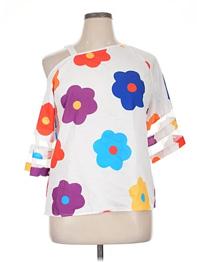 Pre-owned Unbranded 3/4 Sleeve Blouse In White