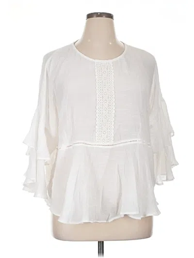 Pre-owned Unbranded 3/4 Sleeve Blouse In White