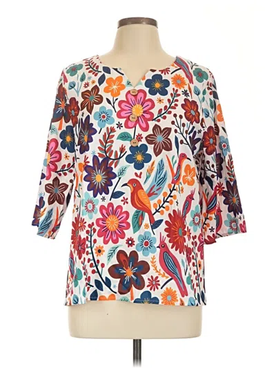 Pre-owned Unbranded 3/4 Sleeve Blouse In White