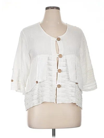 Pre-owned Unbranded 3/4 Sleeve Blouse In White