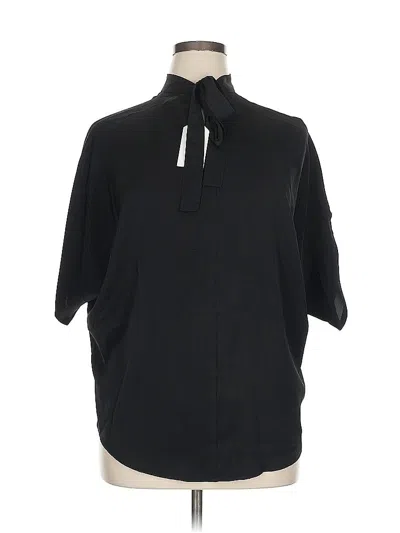 Pre-owned Unbranded 3/4 Sleeve Button Down Shirt In Black