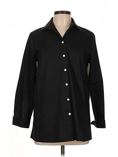 Pre-owned Unbranded 3/4 Sleeve Button Down Shirt In Black