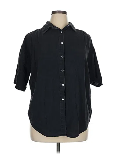 Pre-owned Unbranded 3/4 Sleeve Button Down Shirt In Black