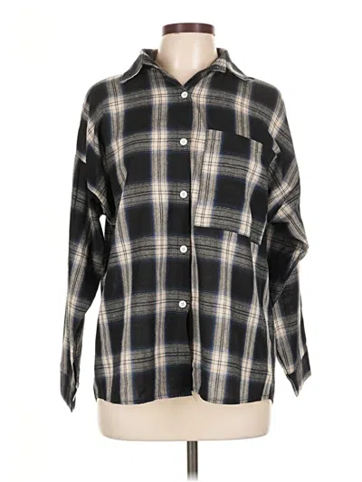 Pre-owned Unbranded 3/4 Sleeve Button Down Shirt In Black